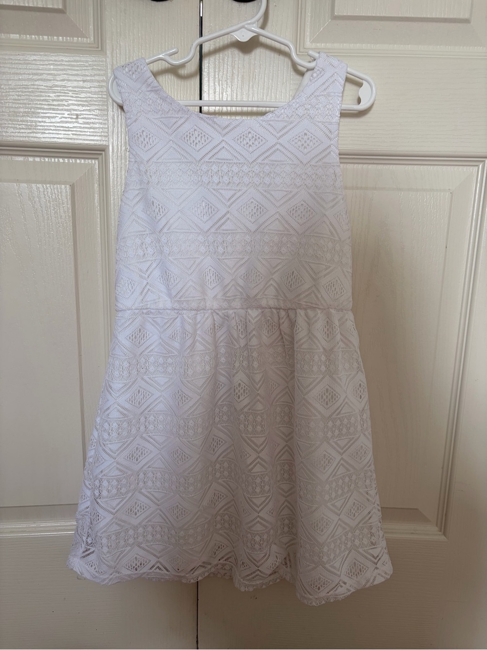 Girls White Lace Fit-and-Flare Dress